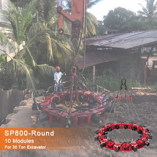 Machine de d&eacute;coupe de pieux en b&eacute;ton ronds hydrauliques de fabrication chinoise SP800-10, fix&eacute;e sur des excavatrices