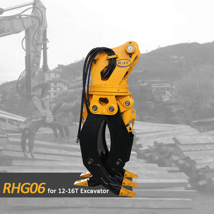 RHG06 Model OEM Excavator Wood Grapple For 12-16 T Excavator